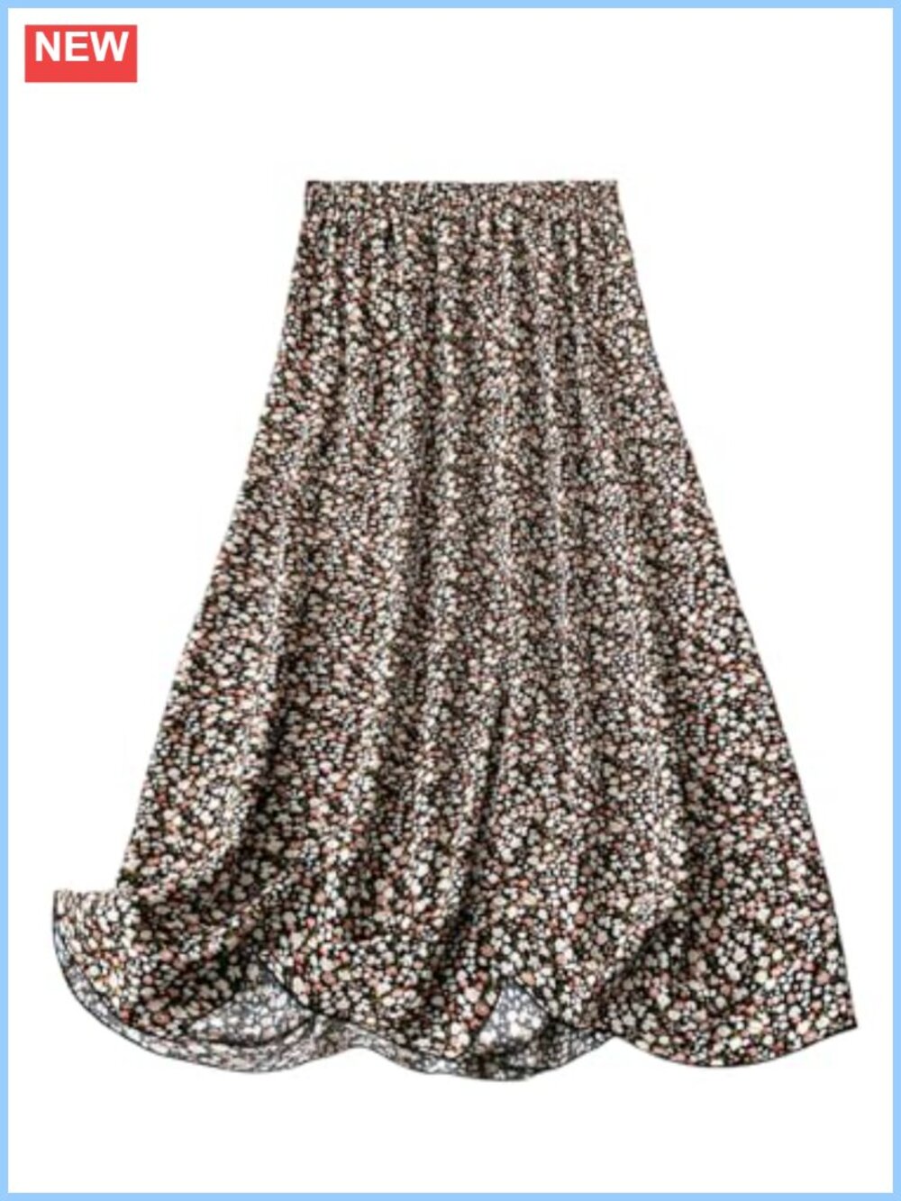 Women's Floral Printed A Line High Waist Flowy Summer Midi Skirt